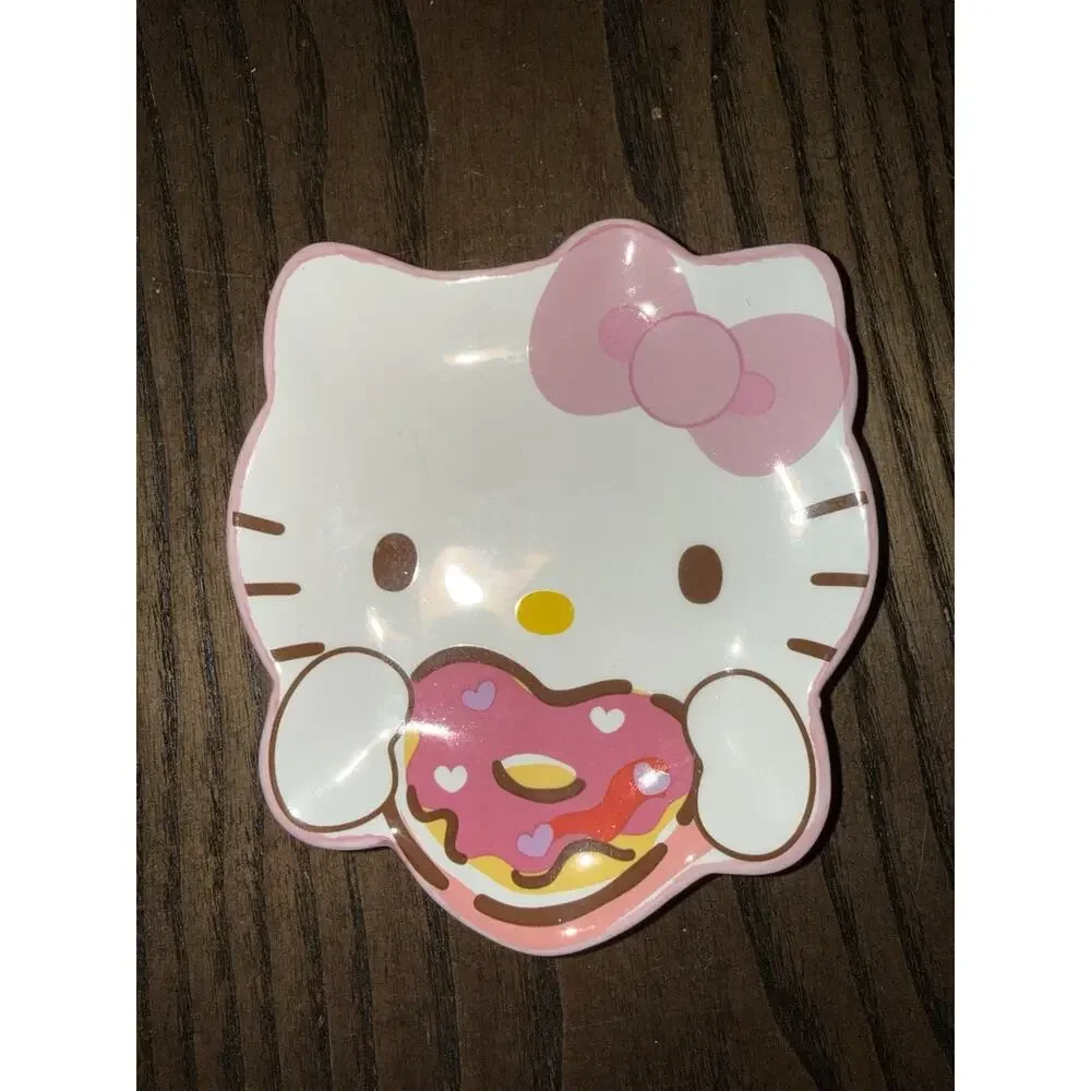 Sanrio Hello Kitty Heart Donut Trinket Tray Dish Ceramic For Jewelry Rings